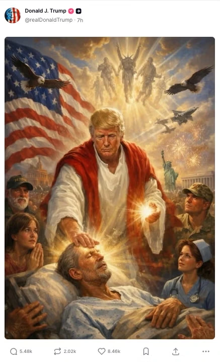 Trump claims controversial post depicting him as Jesus was actually him as a doctor