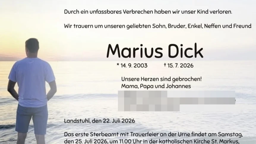 Bewegende Traueranzeige für erstochenen Studenten Marius