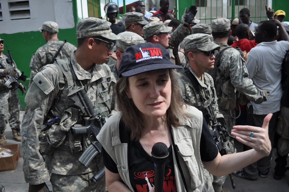 ‘They slammed their M16s against his skull’: inside the film about Amy Goodman’s fearless reporting