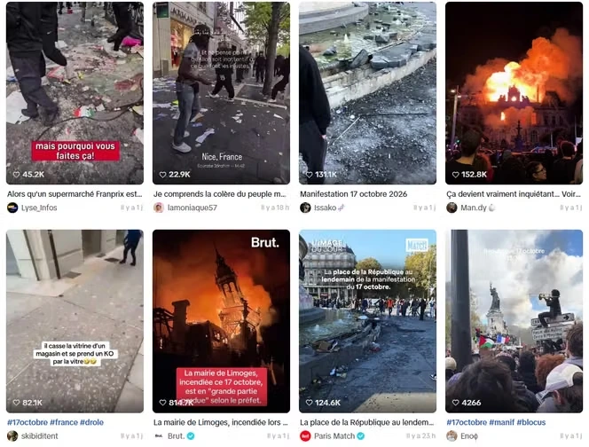 Mobilisation du 17 octobre : sur les réseaux sociaux, des images de violences particulièrement virales